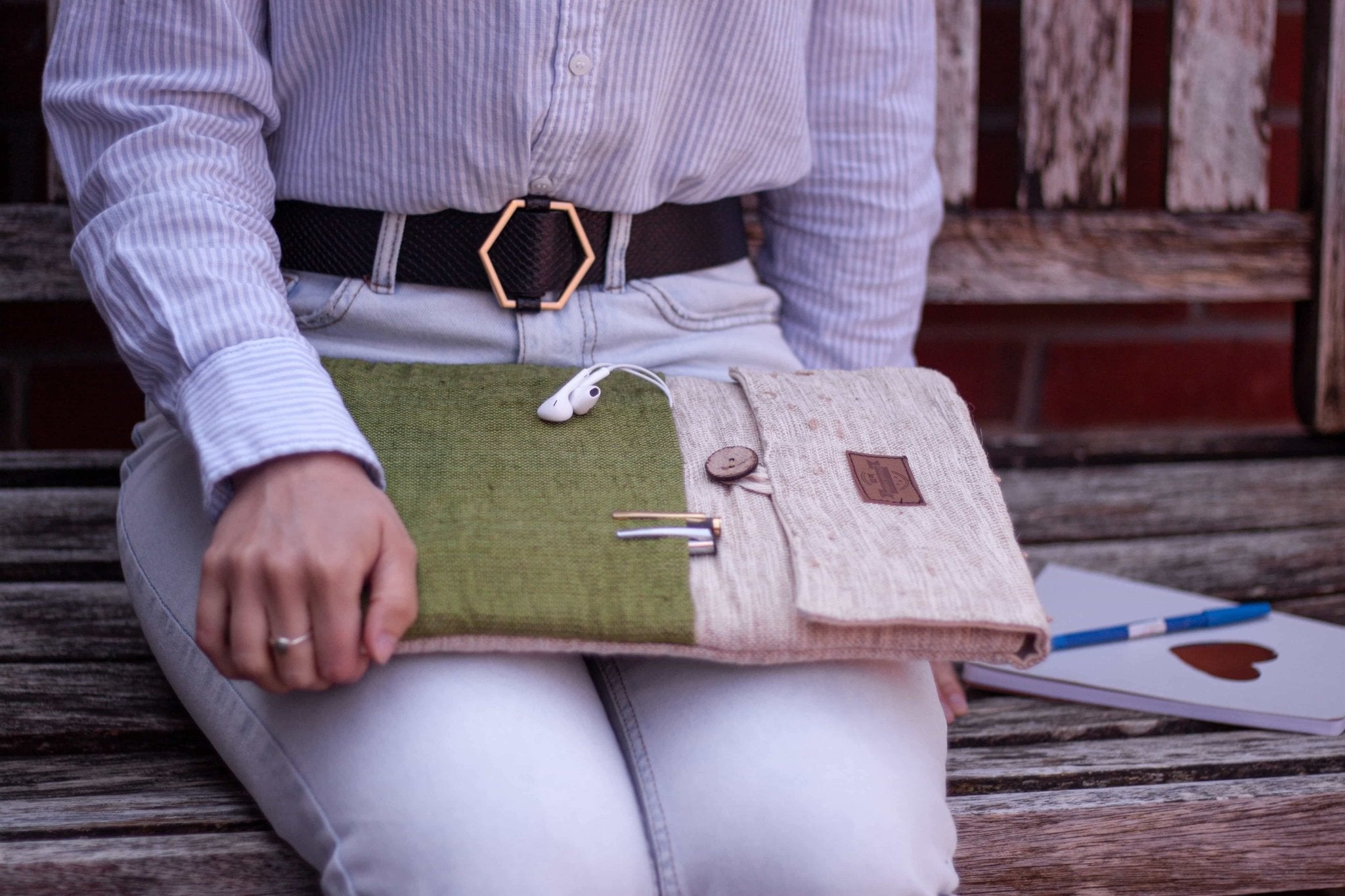 Hemp Laptop Case Handmade Eco Friendly Green